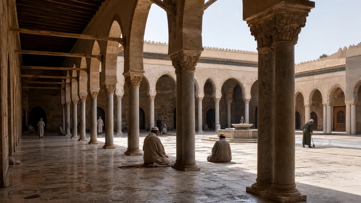 Hypostyle Mosque Plan: Columns, Courtyard and Qibla Hall