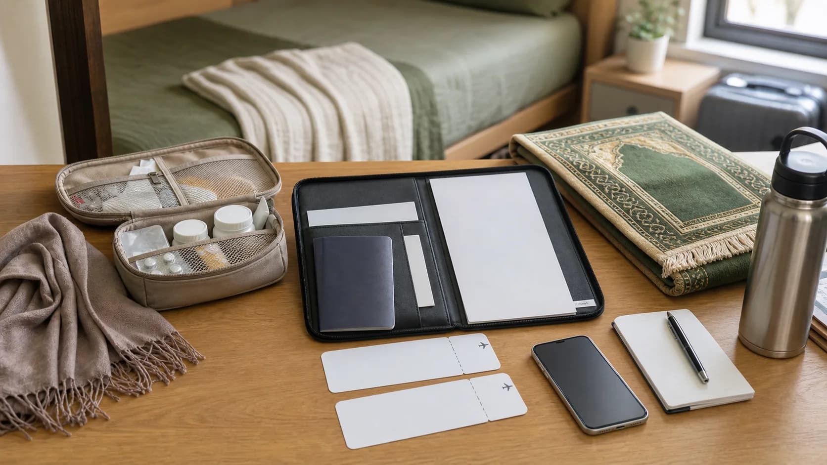 Muslim International Travel Documents Checklist for Passport Visa and Prayer