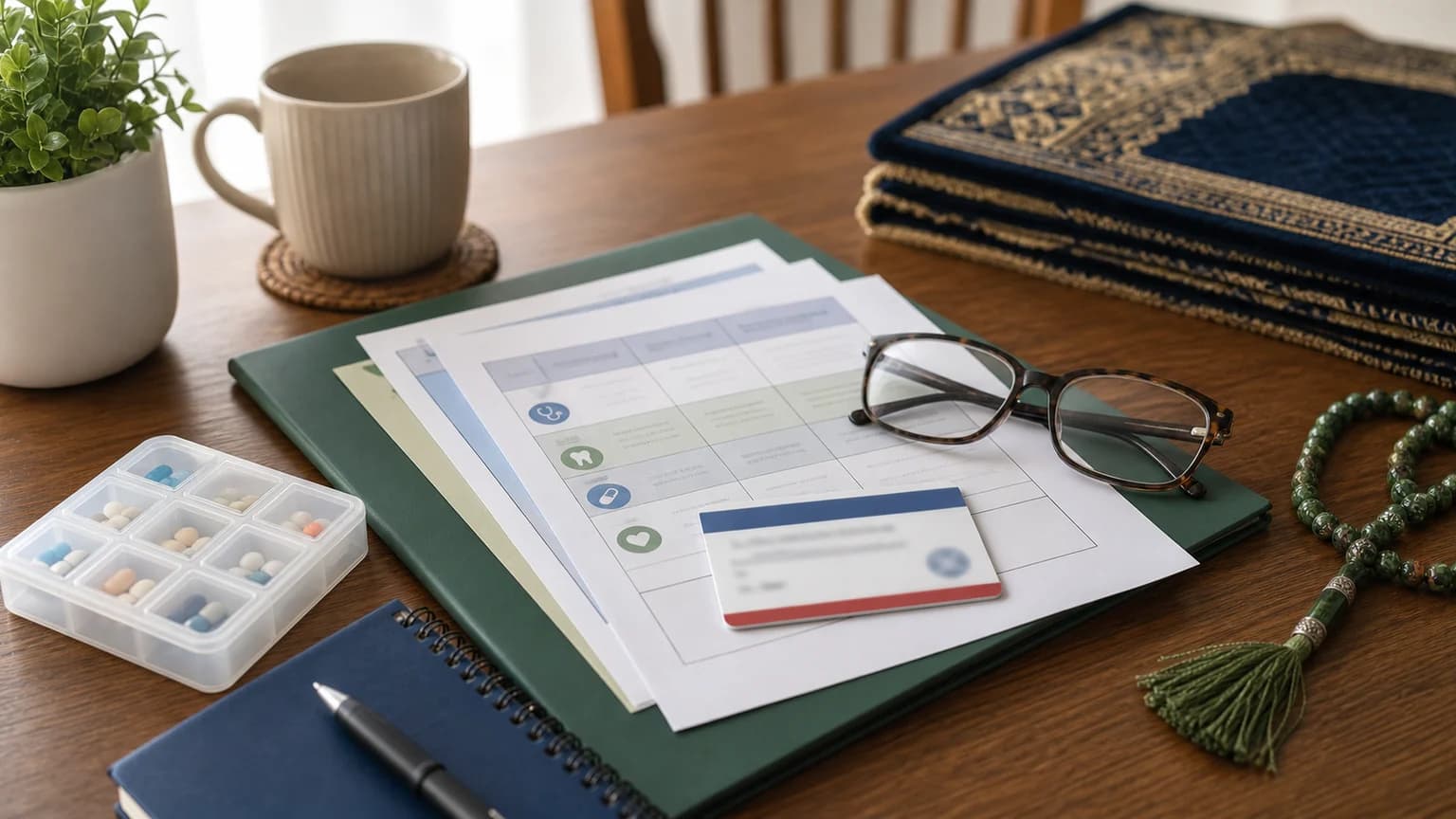Muslim Medicare Card and Open Enrollment Checklist for Seniors Caregivers and Prayer