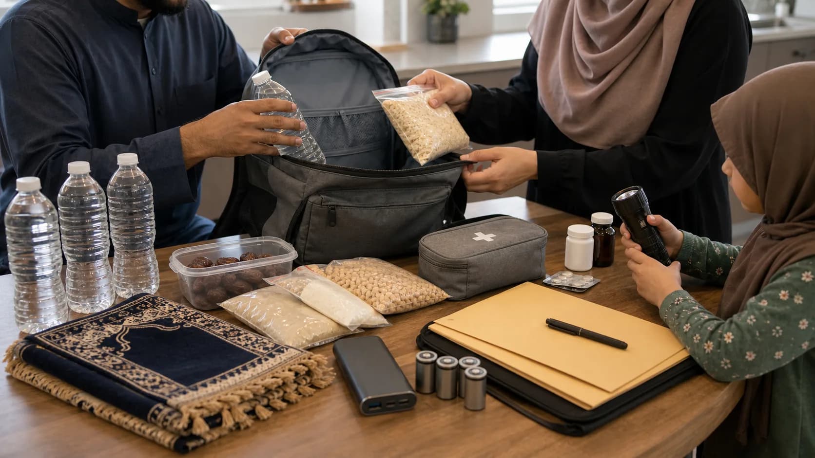 Muslim Emergency Preparedness Kit for Halal Food Prayer and Documents