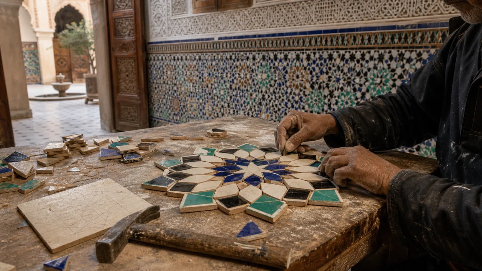 Zellij: com les peces tallades formen mosaics geomètrics