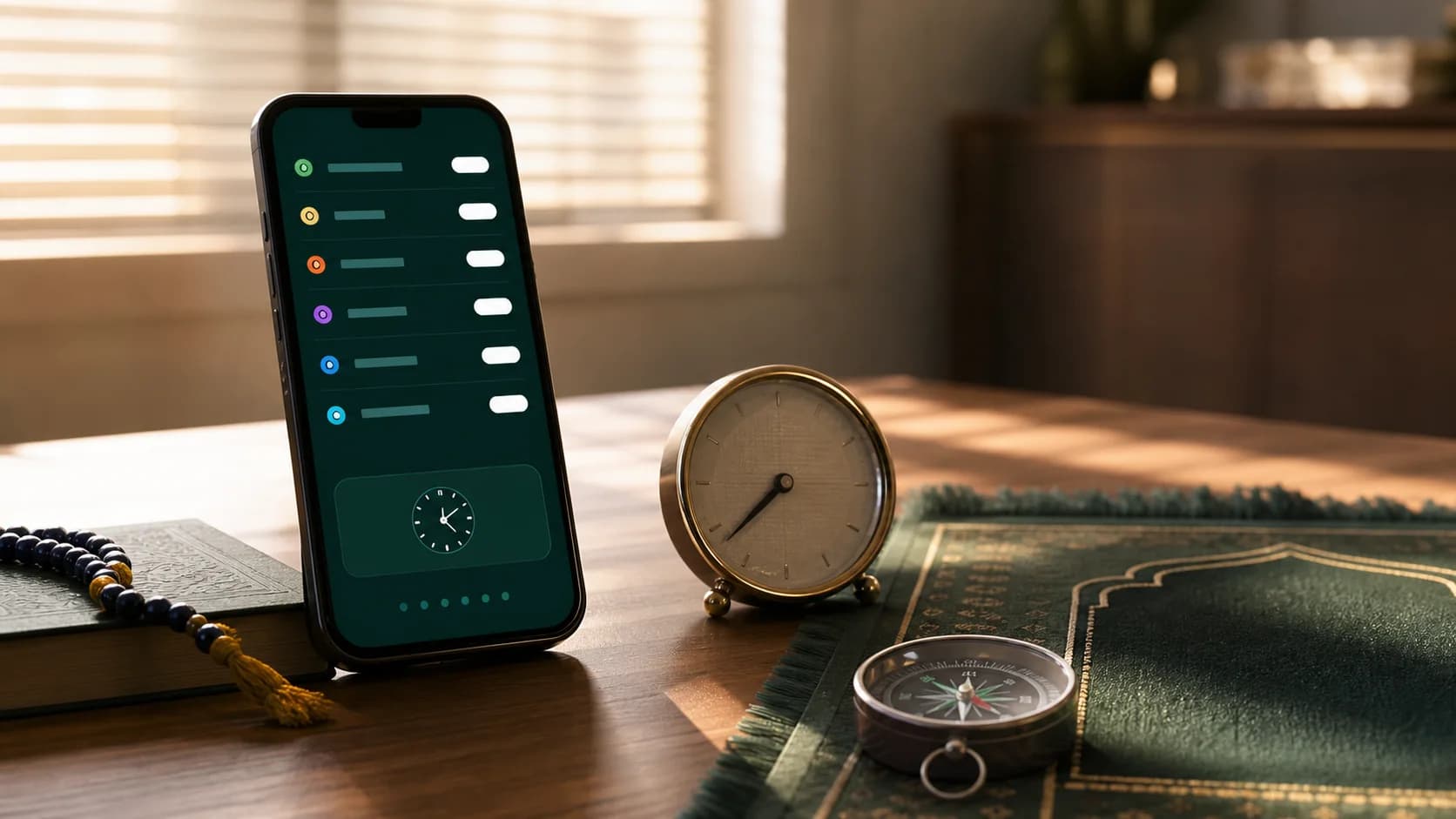 Prayer times with method notes, not just a clock.